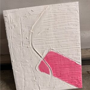 Abstract Textured Canvas Wall Art in White and Pink